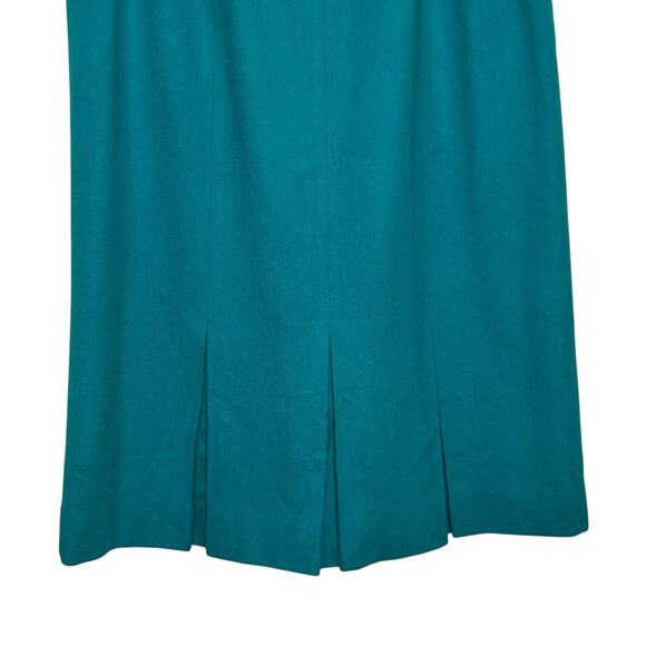 Miss Pendleton Vintage Size 10 Green 100% Virgin Wool Pleated Pencil Skirt - Picture 4 of 7